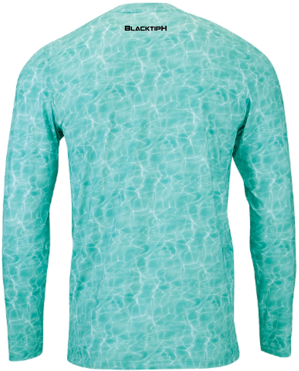 BlacktipH Shoreline Aqua Interlock Performance Long Sleeve Shirt with full water pattern design, ideal for active outdoor wear.