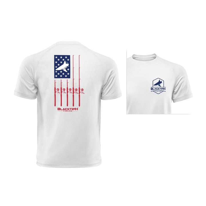 BlacktipH Reels & Rods Lifestyle Cotton Blend T-Shirt featuring fishing-themed graphics on a comfortable casual tee.