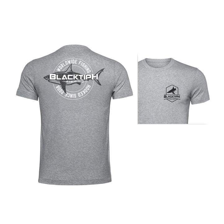 BlacktipH Hooked Since 2008 cotton blend T-shirt featuring a casual lifestyle design and bold printed text.