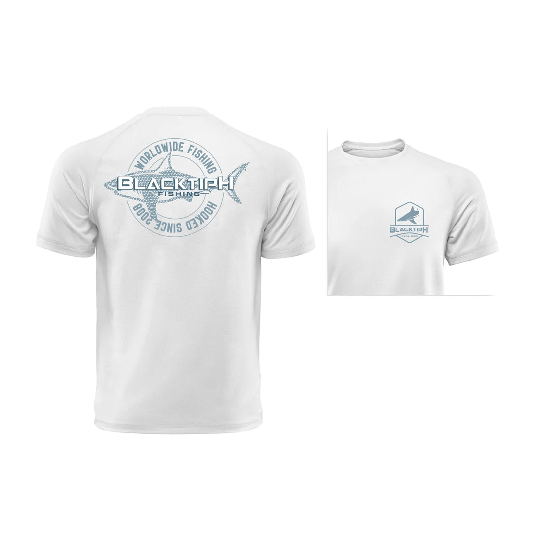 BlacktipH Hooked Since 2008 cotton blend T-shirt featuring a casual fit and printed logo design on the front.
