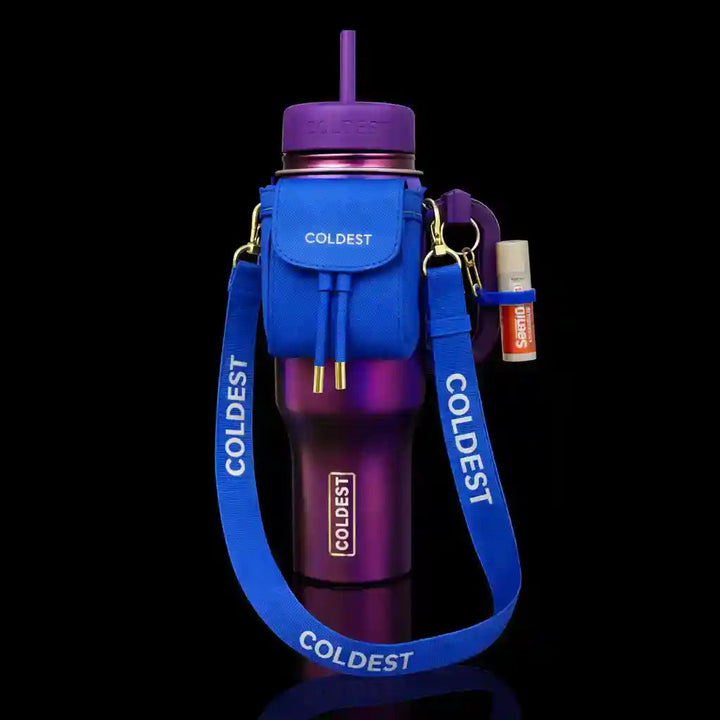 Coldest Mini Backpack and Squeeze Holder in mint blue, with key hanger and compact storage box for on-the-go essentials.