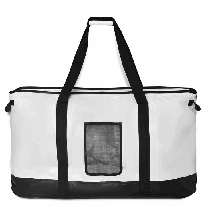 Buffalo Gear 106QT fish cooler bag with YKK zipper, durable insulated fish bag for keeping catches fresh.