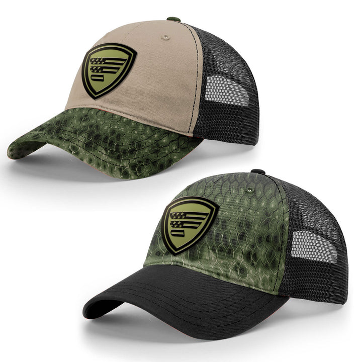 Favorite Fishing Jungle Defender Hat in camouflage, showcasing a wide brim and adjustable strap for outdoor protection.