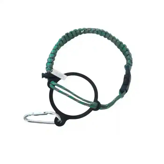 Coldest Paracord Handle accessory with black and gray woven paracord, provides a sturdy grip for outdoor gear or tools.
