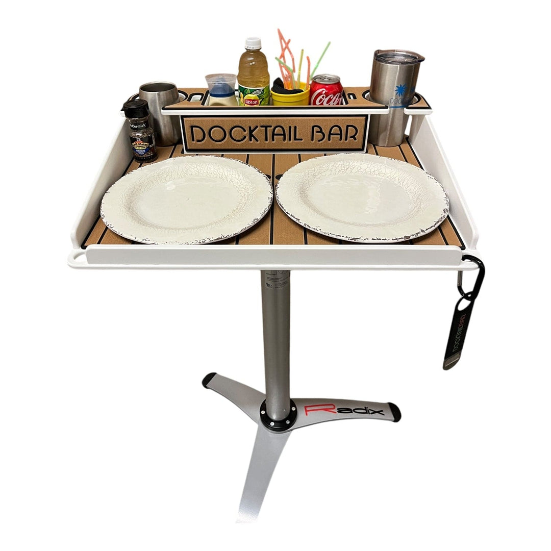 Portable Docktail Bar Boondocking Table for camping, RVs, tailgating, poolside, and grill prep with compact design.