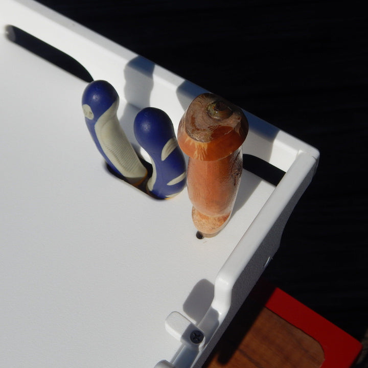 Docktail Boat Table Caddy with bait table and adjustable rod holder mount, designed for marine fishing and boating accessories.
