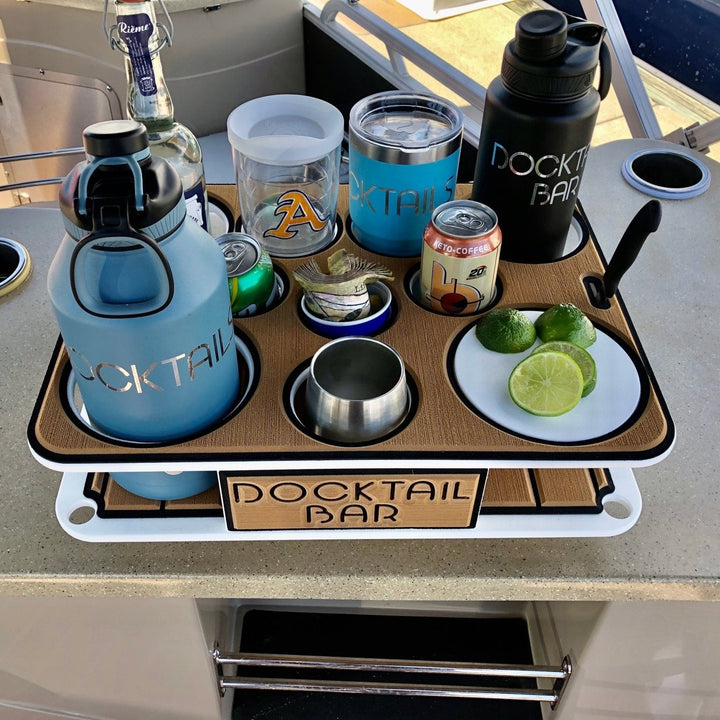 Docktail Boat Table Caddy with 2 SeaSucker Vacuum Mounts, available in multiple colors, for secure boat table organization.