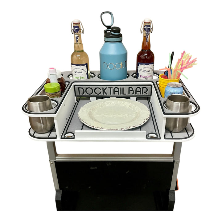Docktail Butler Boat Table with Pontoon Boat Rail Mount