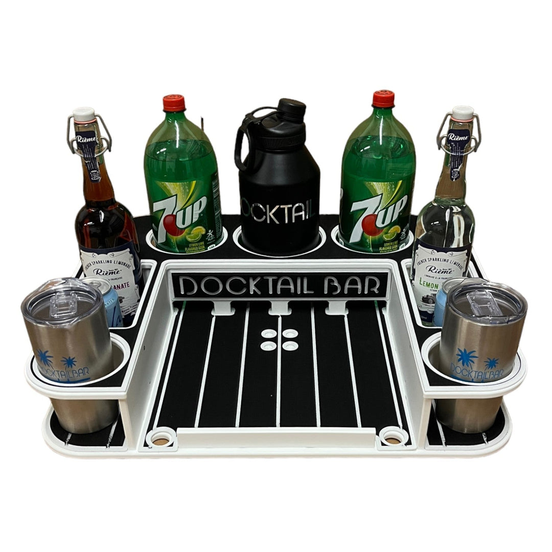 Docktail Butler Boat Table with Adjustable Rod Holder Mount