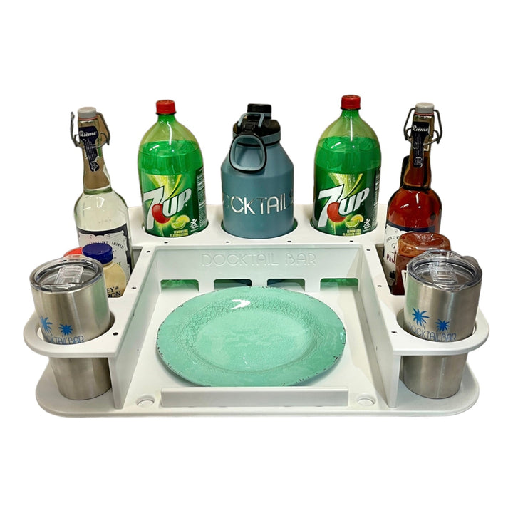 Docktail Butler Boat Table with Adjustable Rod Holder Mount