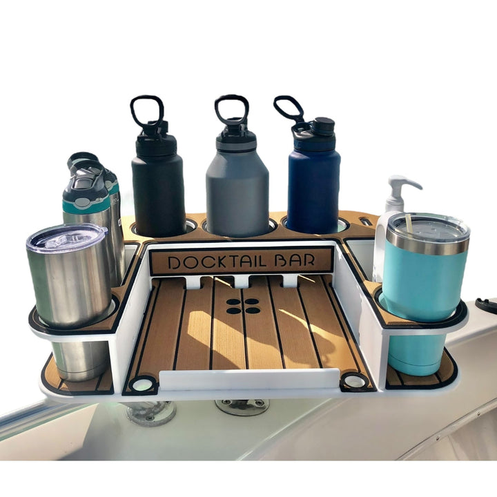 Docktail Butler Boat Table with Adjustable Rod Holder Mount