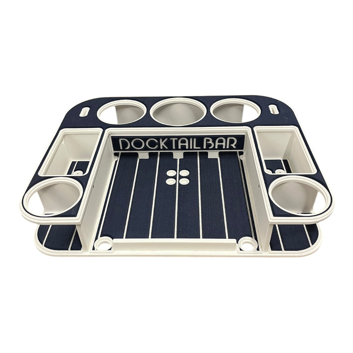 Docktail Butler Boat Table with Adjustable Rod Holder Mount