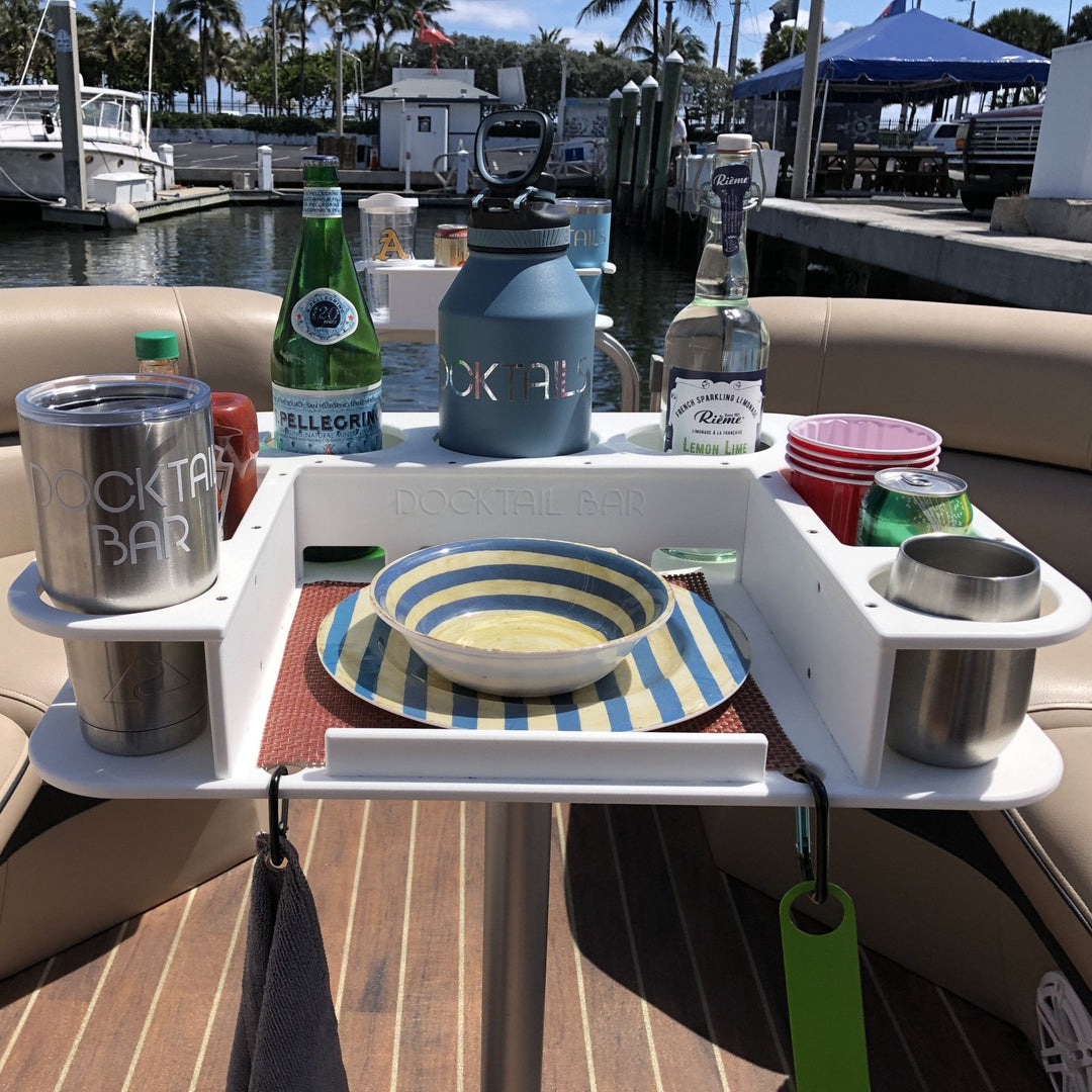 Docktail Butler Boat Table with Pedestal Table Attachment Options