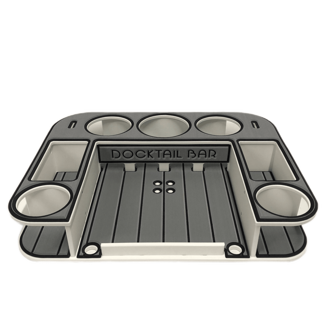 Docktail Butler Boat Table with Pontoon Boat Rail Mount