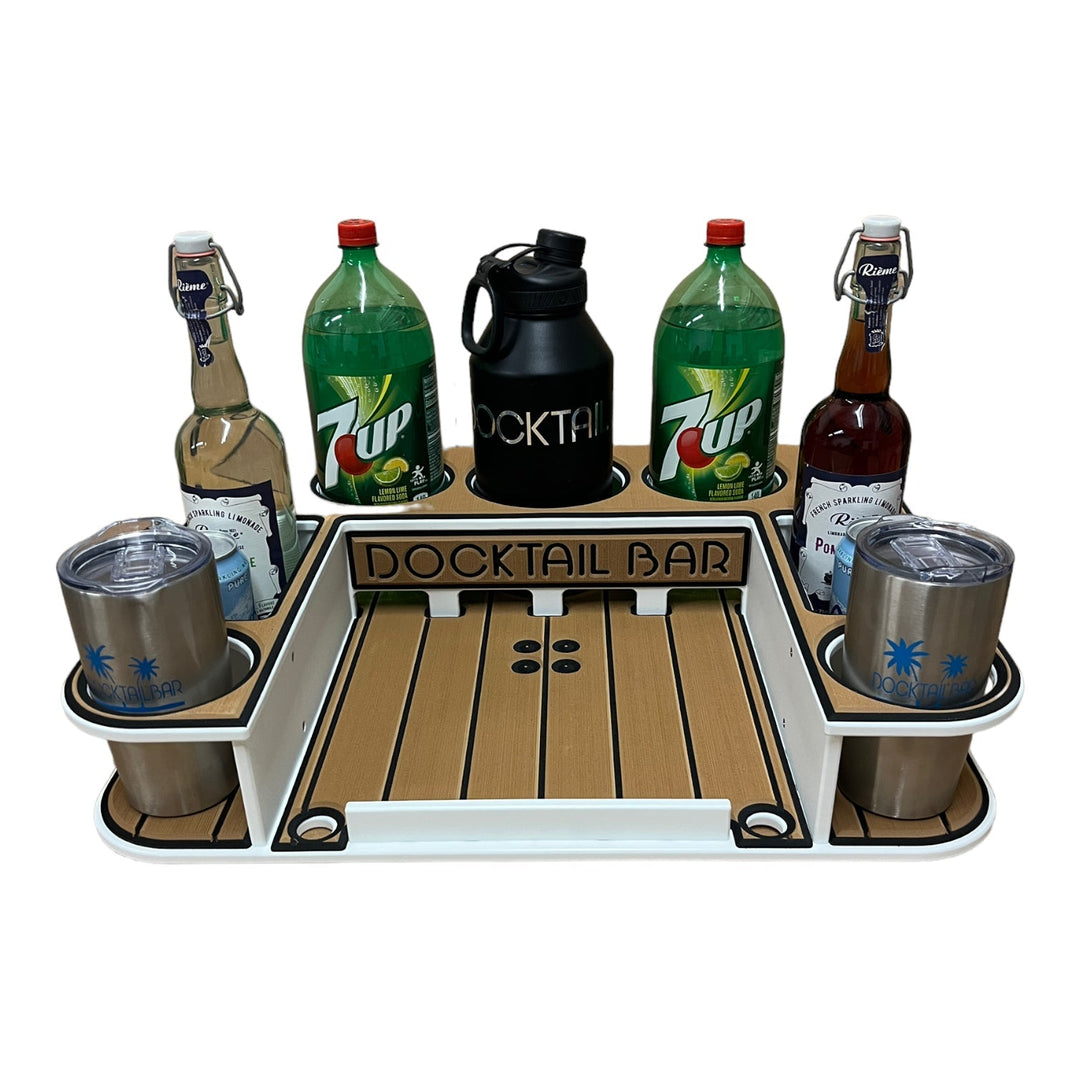 Docktail Butler Boat Table with Pontoon Boat Rail Mount