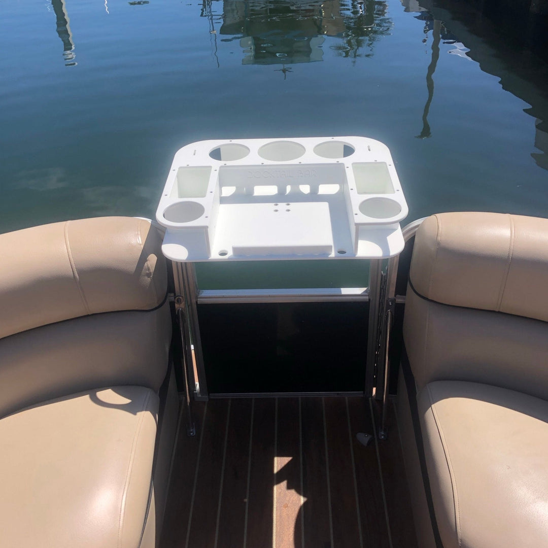Docktail Butler Boat Table with Pontoon Boat Rail Mount