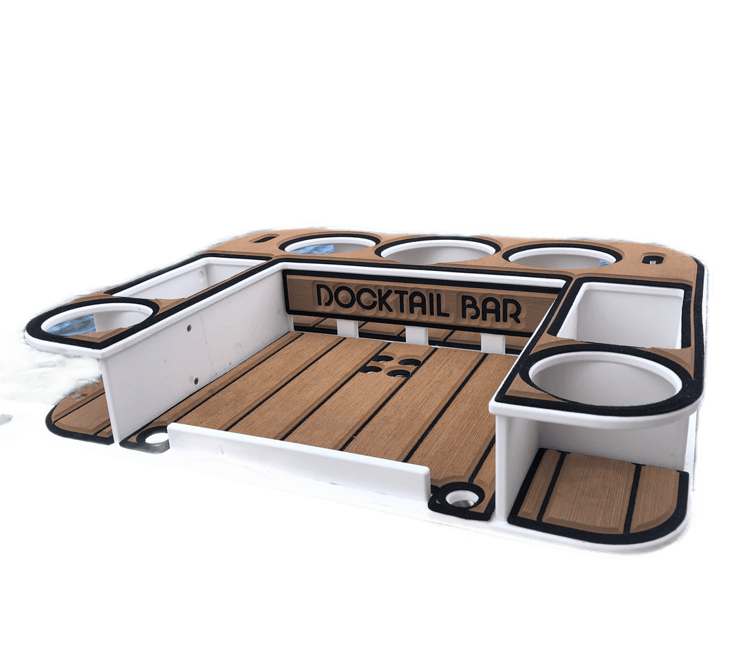 Docktail Butler Boat Table with Pontoon Boat Rail Mount