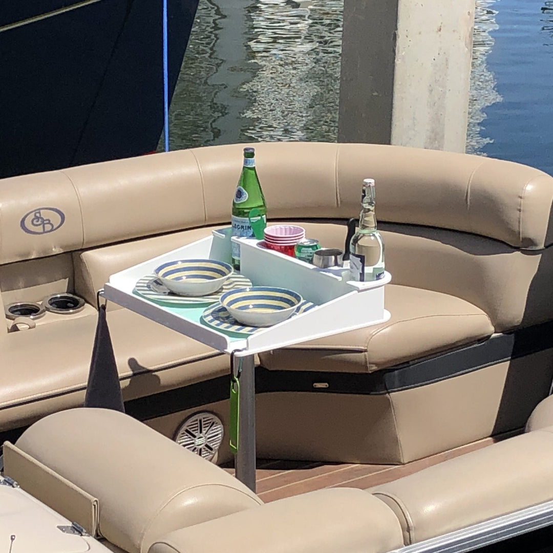Docktail Utility Boat Table with Pedestal Table Attachment Options
