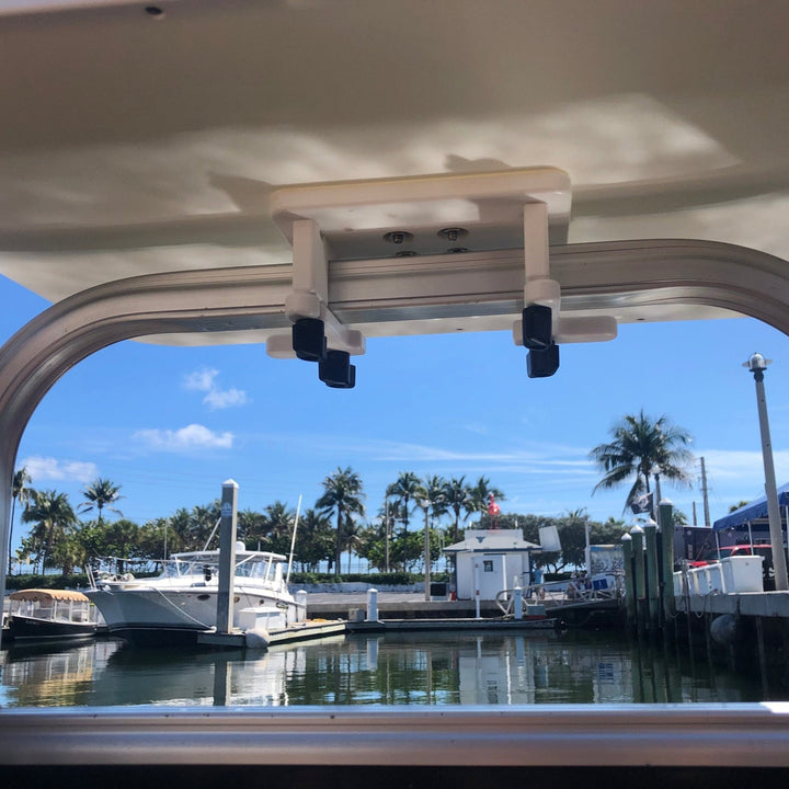 Docktail Utility Boat Table with Pontoon Boat Rail Mount