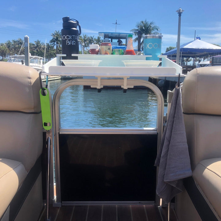 Docktail Utility Boat Table with Pontoon Boat Rail Mount
