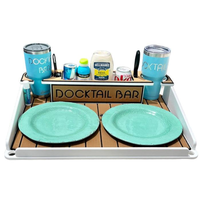 Docktail Utility Boat Table with Pontoon Boat Rail Mount