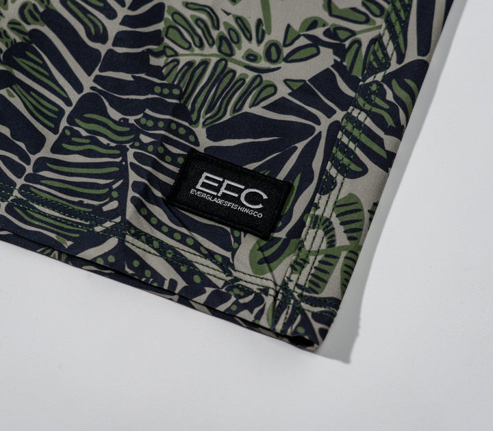 Everglades Fishing Co Kuma Boardshorts shown in gray with quick-drying fabric and adjustable waistband for comfortable fishing wear.