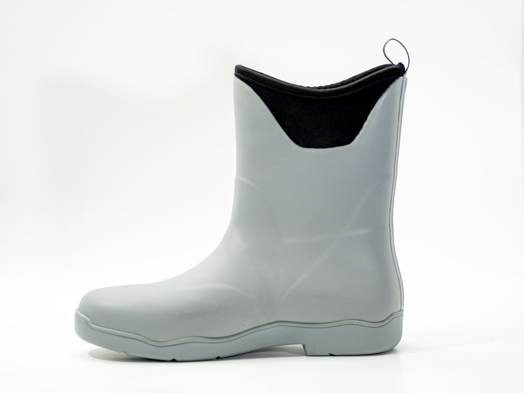 Men's grey tall deck boots by Everglades Fishing Co, featuring rugged design and durable material for outdoor fishing and boating.