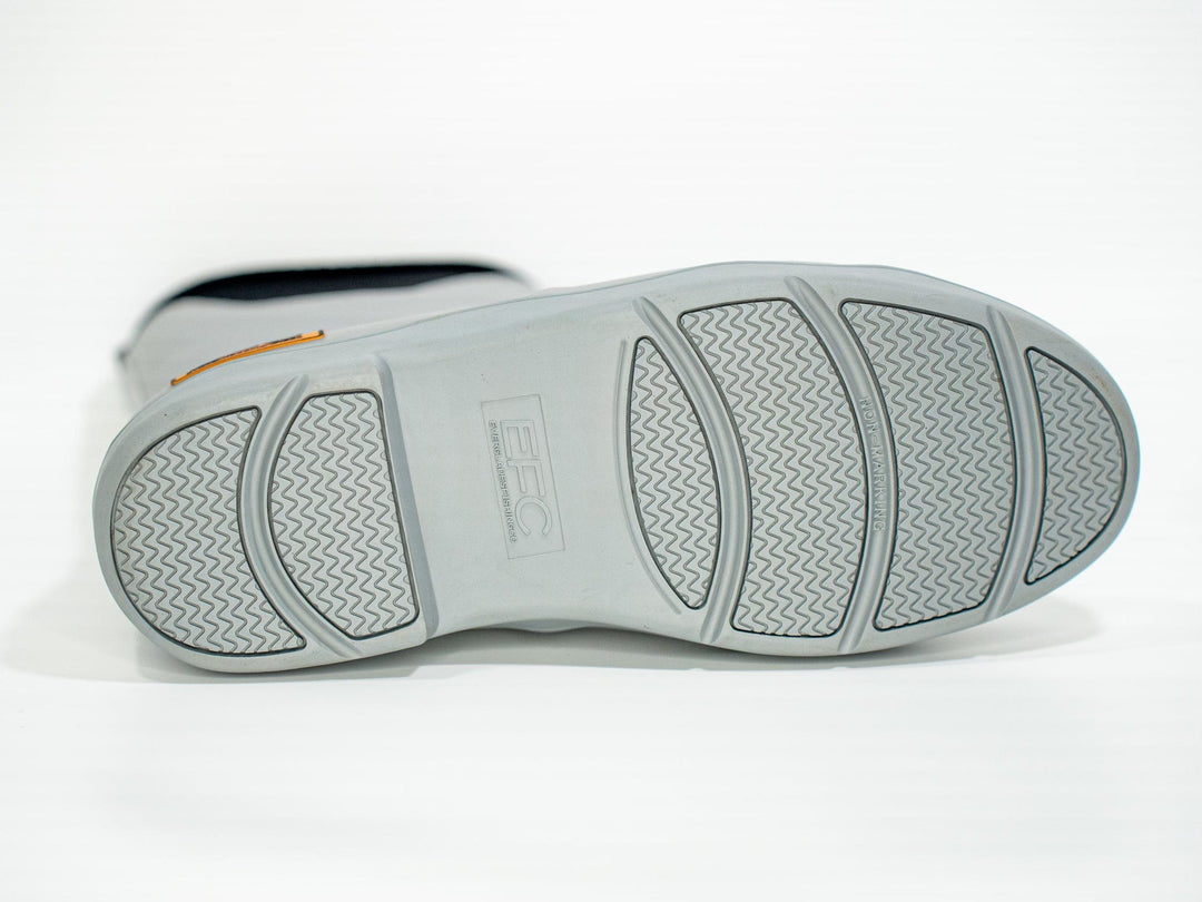 Mens grey tall deck boot by Everglades Fishing Co with sturdy design and textured sole, ideal for outdoor and fishing activities.