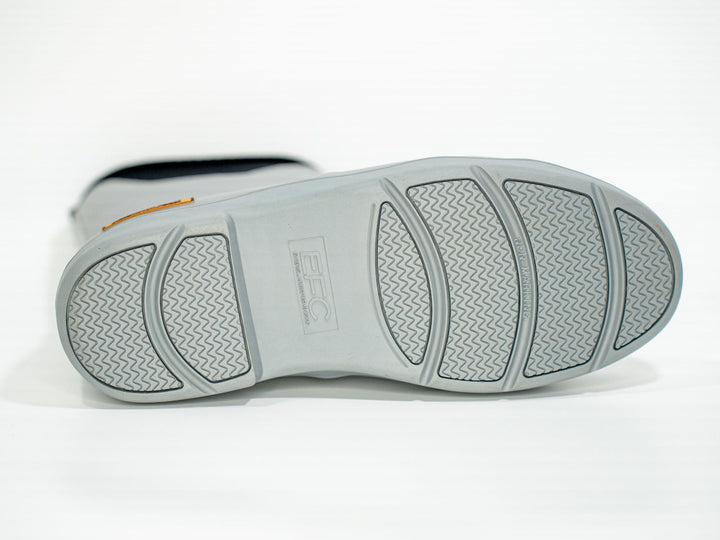 Mens grey tall deck boot by Everglades Fishing Co with sturdy design and textured sole, ideal for outdoor and fishing activities.