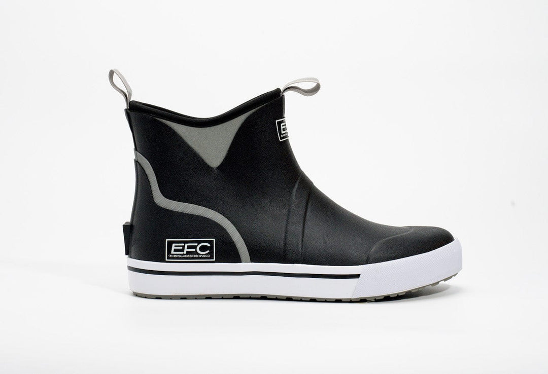 Black LFG Deck Boots by Everglades Fishing Co, durable waterproof shoes designed for fishing and outdoor activities.