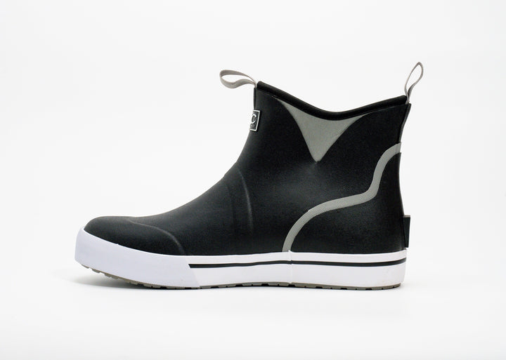 Black LFG Deck Boots by Everglades Fishing Co, durable waterproof shoes with slip-resistant soles for boating and outdoor use.