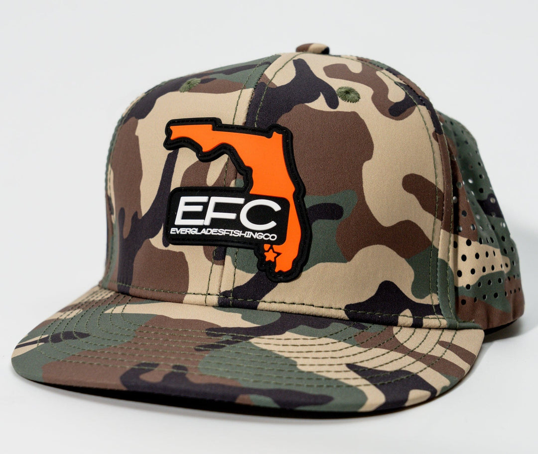 Everglades Fishing Co Duck Hunt Snapback cap with embroidered duck design and adjustable strap, in a classic black color.