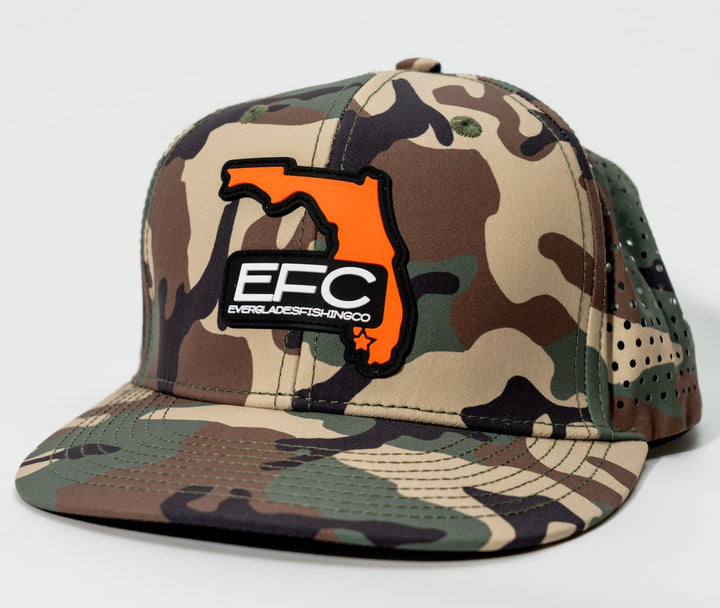 Everglades Fishing Co Duck Hunt Snapback cap with embroidered duck design and adjustable strap, in a classic black color.