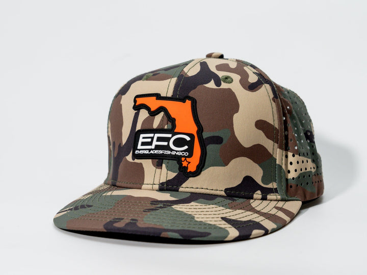 Everglades Fishing Co Duck Hunt Snapback cap with embroidered duck design and adjustable strap, black and green color scheme.