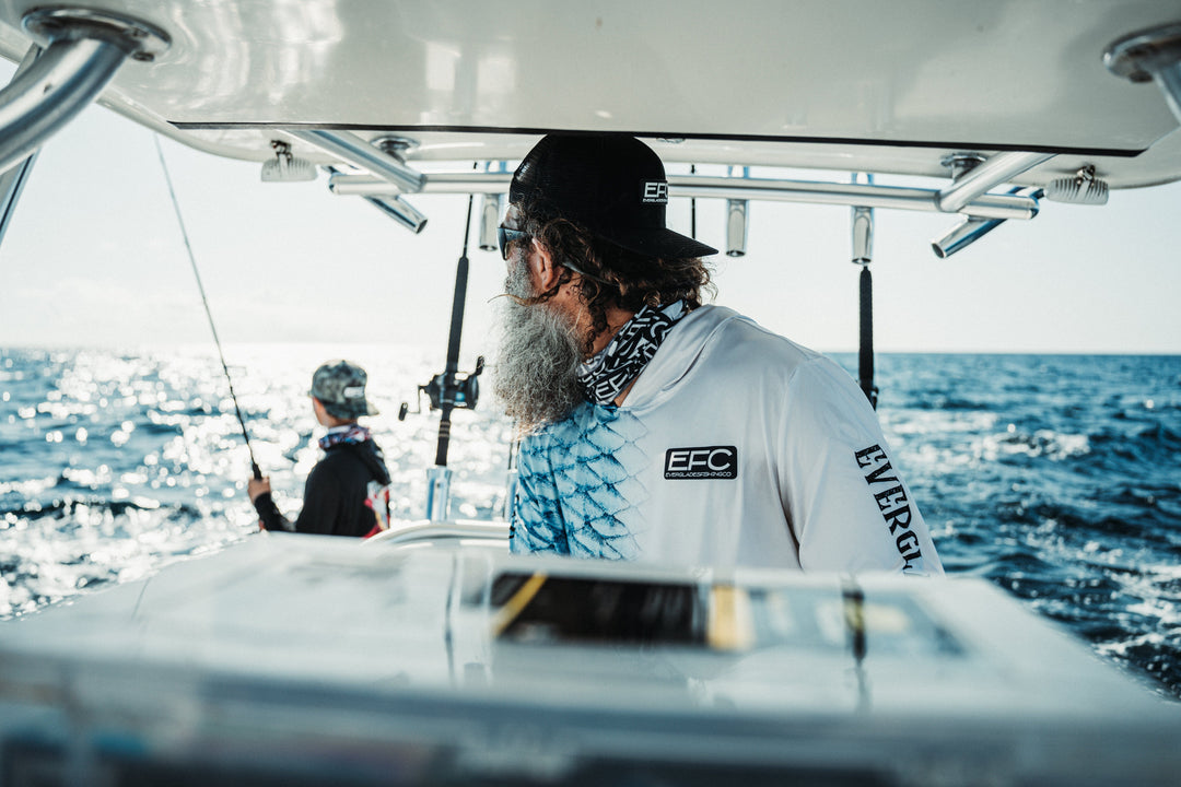 Everglades Fishing Co EFC Buff in camouflage fabric, showing a versatile multi-use neck gaiter and headwear accessory.