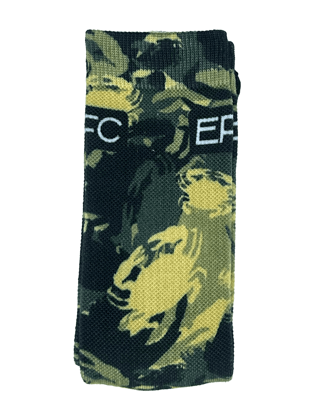 Everglades Fishing Co EFC Camo Crab Socks featuring camouflage design and crab pattern for fishing and outdoor enthusiasts.
