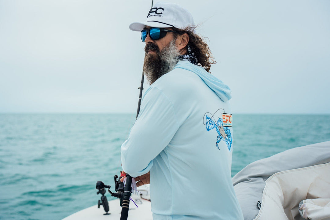 White Highland Snapback cap by Everglades Fishing Co featuring a structured design and adjustable strap.