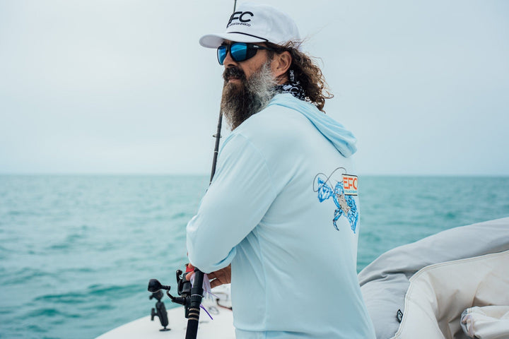 White Highland Snapback cap by Everglades Fishing Co featuring a structured design and adjustable strap.