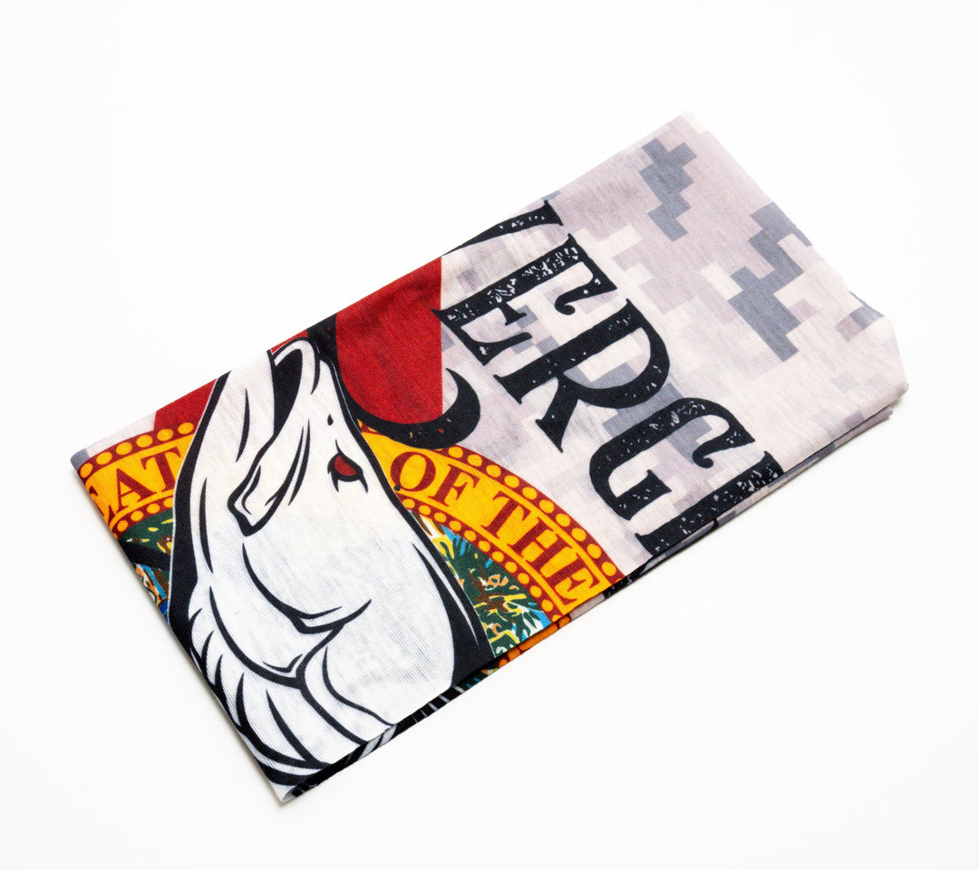 Everglades Fishing Co OG Buff in vibrant camouflage fabric, versatile headwear for outdoor activities and fishing.