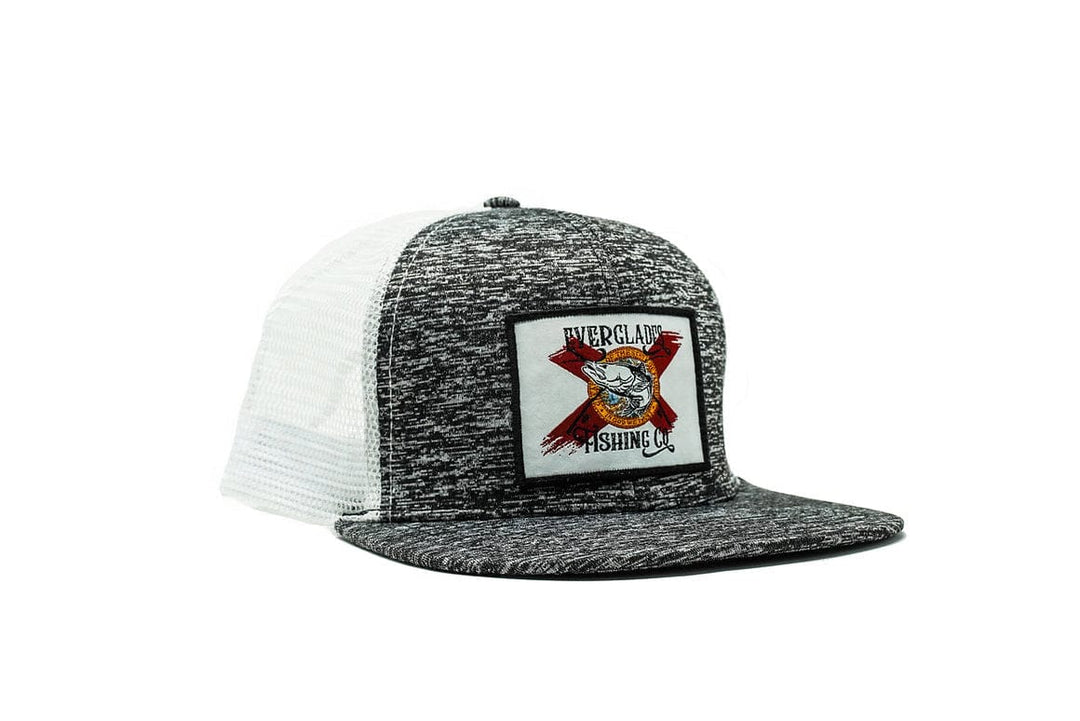 Everglades Fishing Co OG Grey Snapback hat with adjustable strap and embroidered logo, shown from front view.