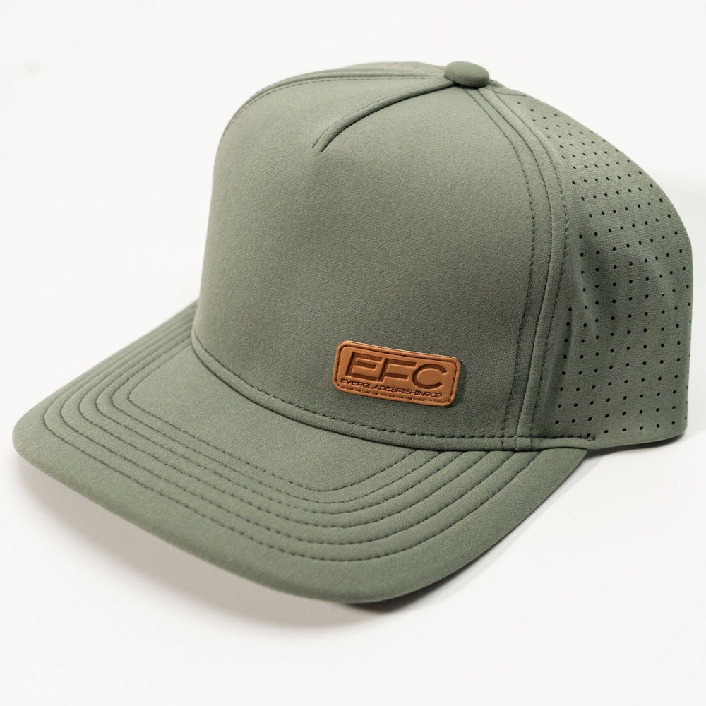 Everglades Fishing Co. Picnic Snapback hat in sage green, featuring a branded adjustable strap and classic baseball cap design.