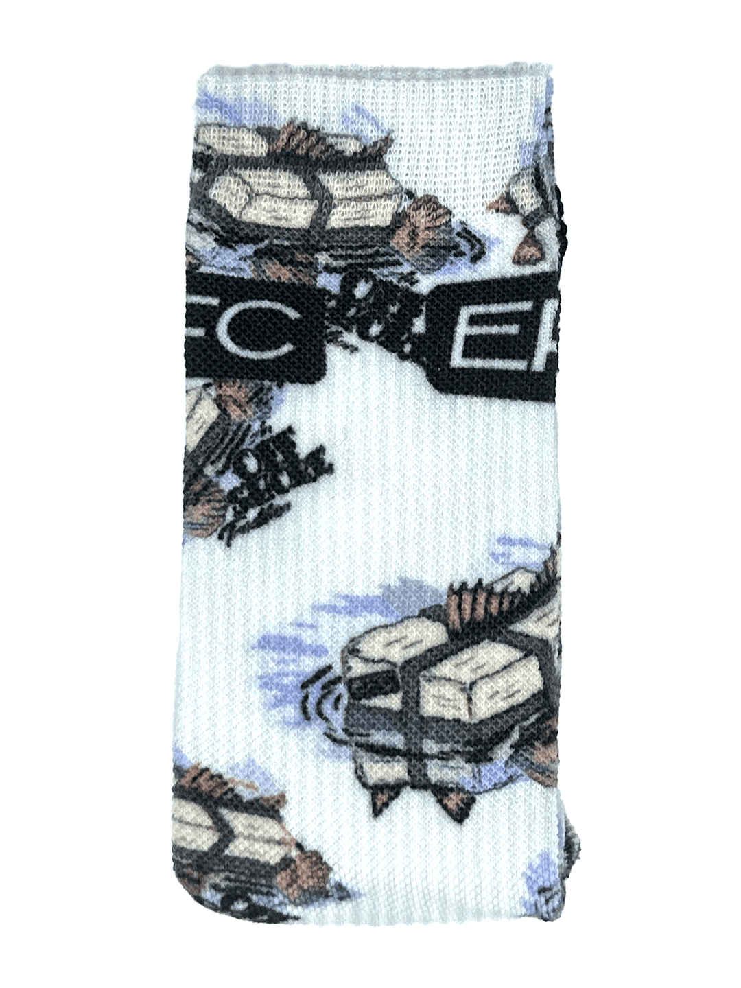 Square Grouper Socks by Everglades Fishing Co featuring a colorful fish design on comfortable, casual sock fabric.
