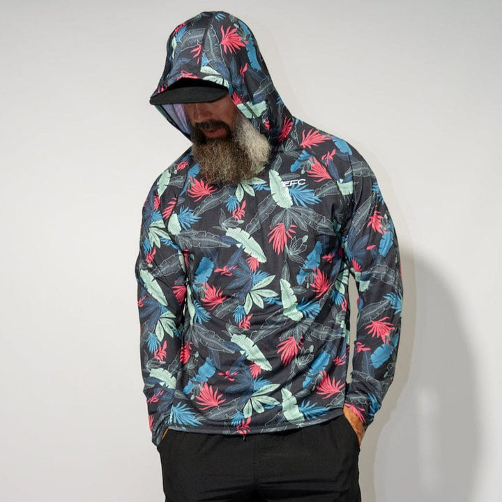 Everglades Fishing Co Stack Performance Hoodie in gray, featuring a comfortable fit and stylish design for outdoor activities.