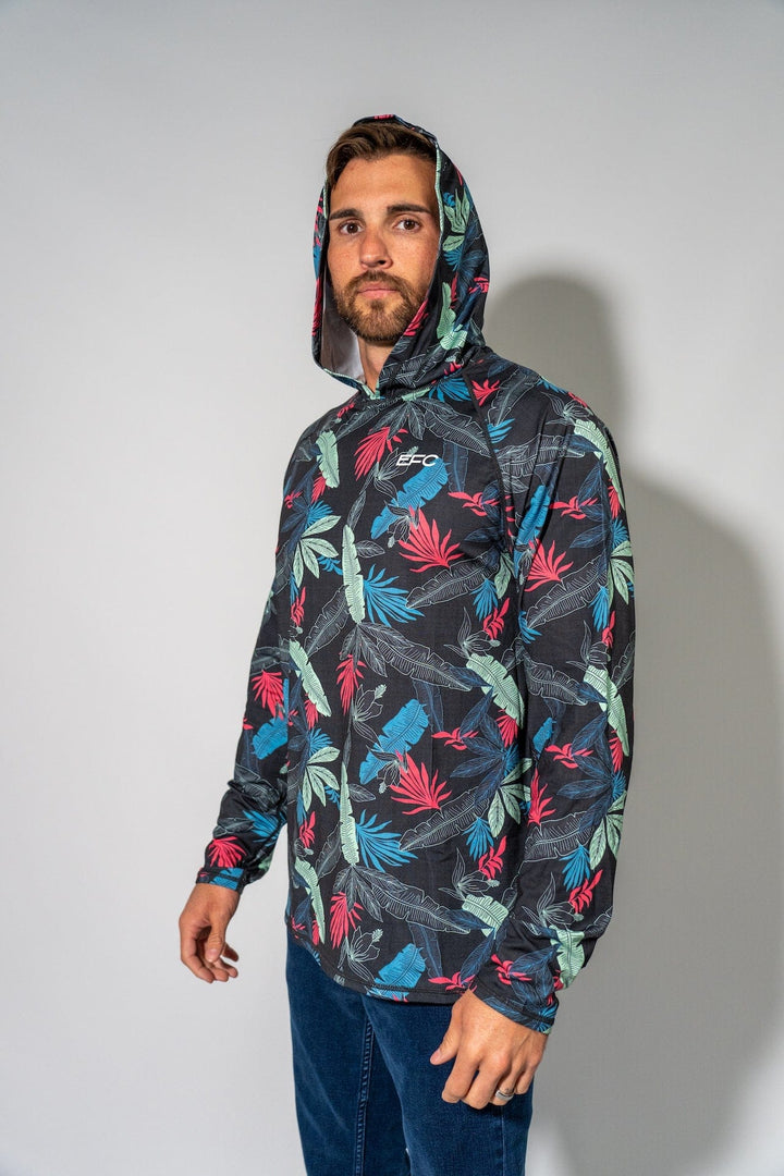 Everglades Fishing Co Stack Performance Hoodie in gray, showing front view with logo and comfortable fabric details.