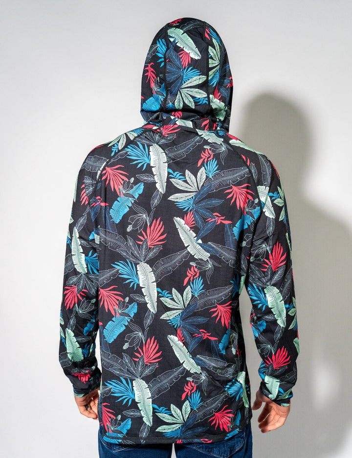 Everglades Fishing Co Stack Performance Hoodie in navy, featuring a front logo and comfortable athletic fit.