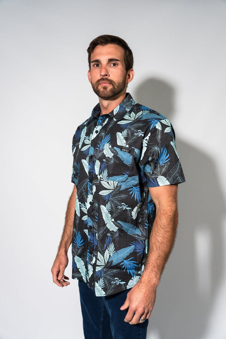 Navy stack button-down shirt from Everglades Fishing Co featuring a classic collar and long sleeves, casual and stylish for outdoor wear.