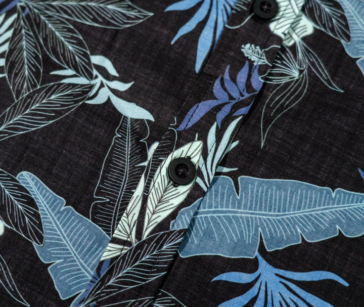 Navy stack button-down shirt by Everglades Fishing Co featuring a classic collar and front buttons, tailored for casual wear.