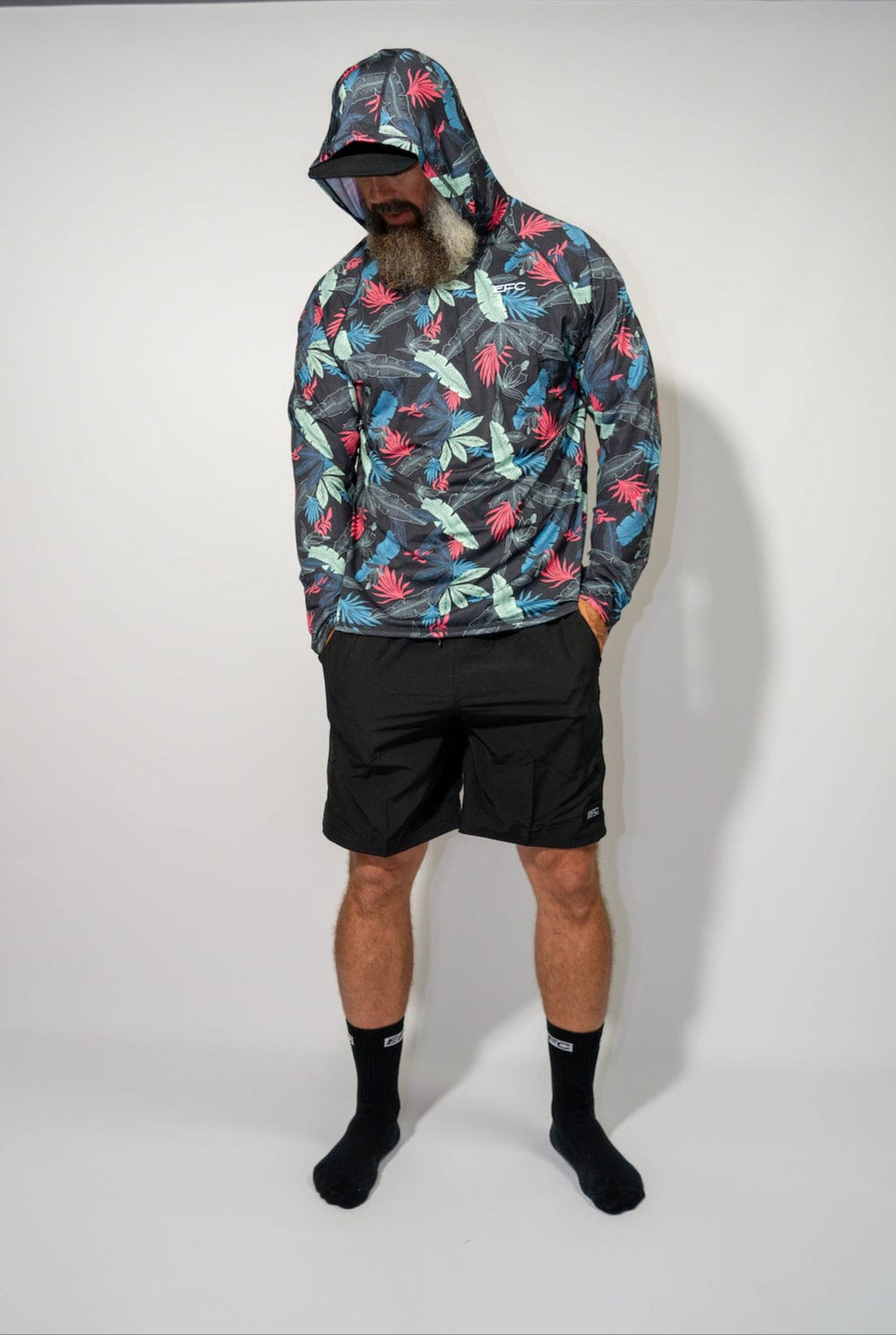 Everglades Fishing Co gym volley shorts, 18-inch length, lightweight athletic shorts with a comfortable fit for active wear.