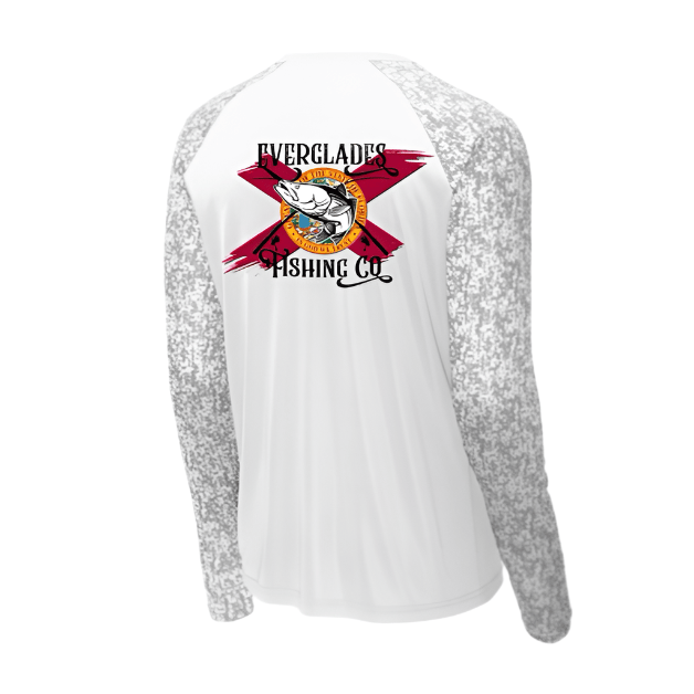 Everglades Fishing Co OG Digi Sleeve performance shirt featuring a digital camouflage design and lightweight, breathable fabric.