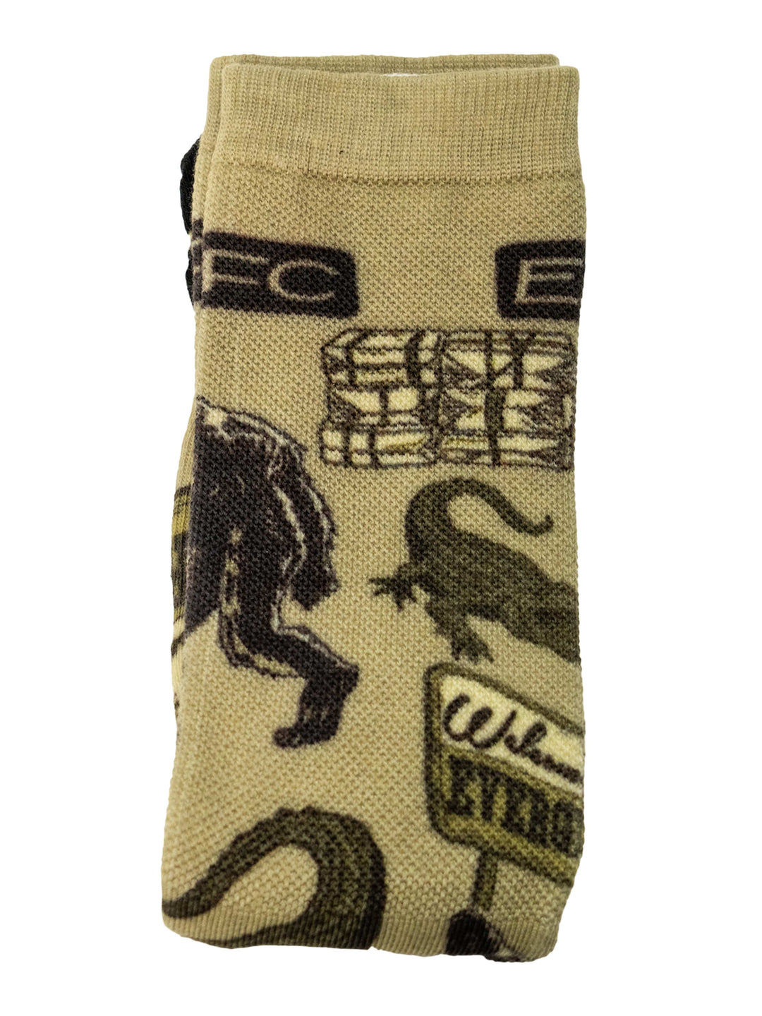 Everglades Fishing Co socks featuring wildlife and nature designs, perfect for outdoor enthusiasts and sock collectors.